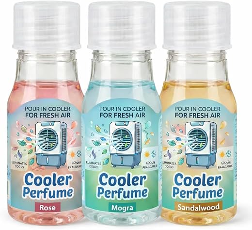 Cooler Perfume Liquid for Air Cooler Fresh Fragrance | Eliminates Odor &amp; Adds Long Lasting Cooling Aroma | Rose, Mogra &amp; S...
