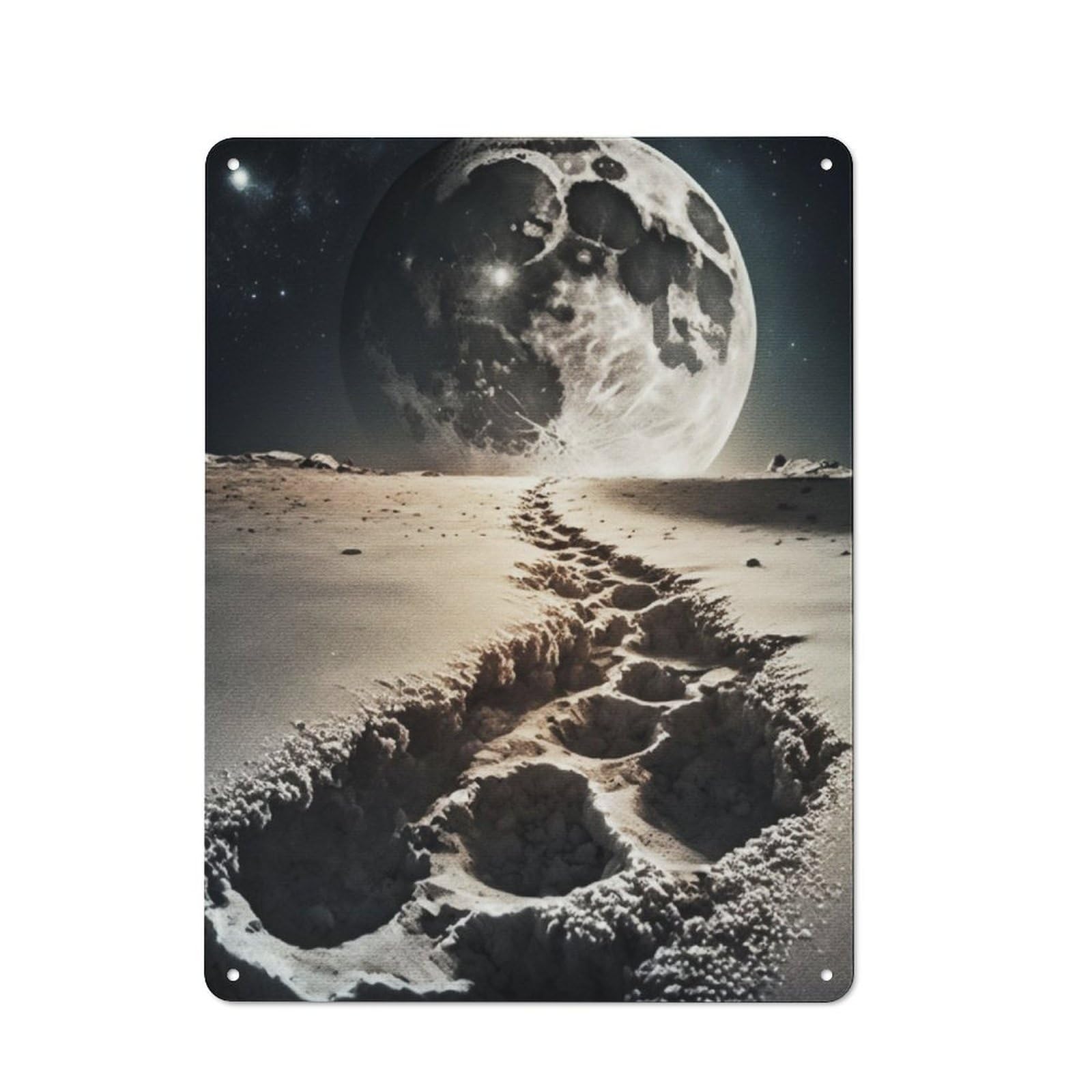 Junmoney Trail To The Moon Retro Printed Metal Sign 40X30cm For Garage Or Workshop, For Garage, Workshop And Man Cave Decoration