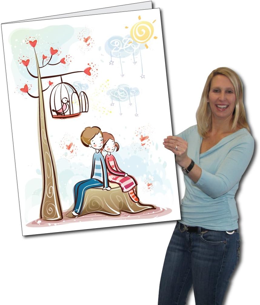 VictoryStore Jumbo Greeting Cards: Giant Valentine's Day Card (Couple on Stump) 2 feet x 3 feet' Card with Envelope