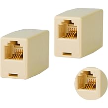 2PC RJ11 6P4C Phone Line Coupler,Inline Couplers,Modular Female to Female Straight Telephone Extension Cable Cord Coupler Adapter Jack 8P8C-White