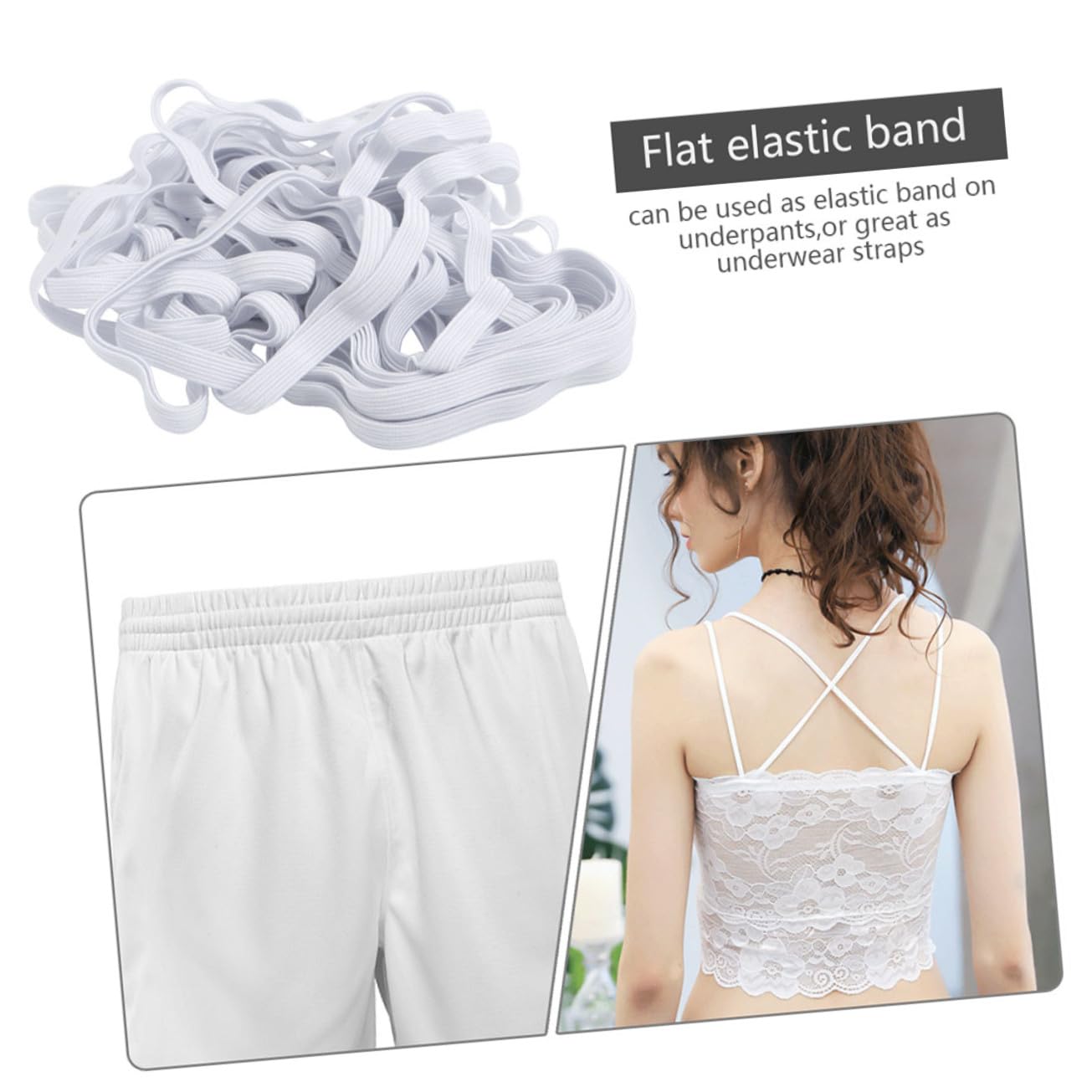 Banda Elástica Plana y Ancha Cinta de Alta Elasticidad para Costura Banda Elástica DIY para Manualidades y Prendas de Ropa