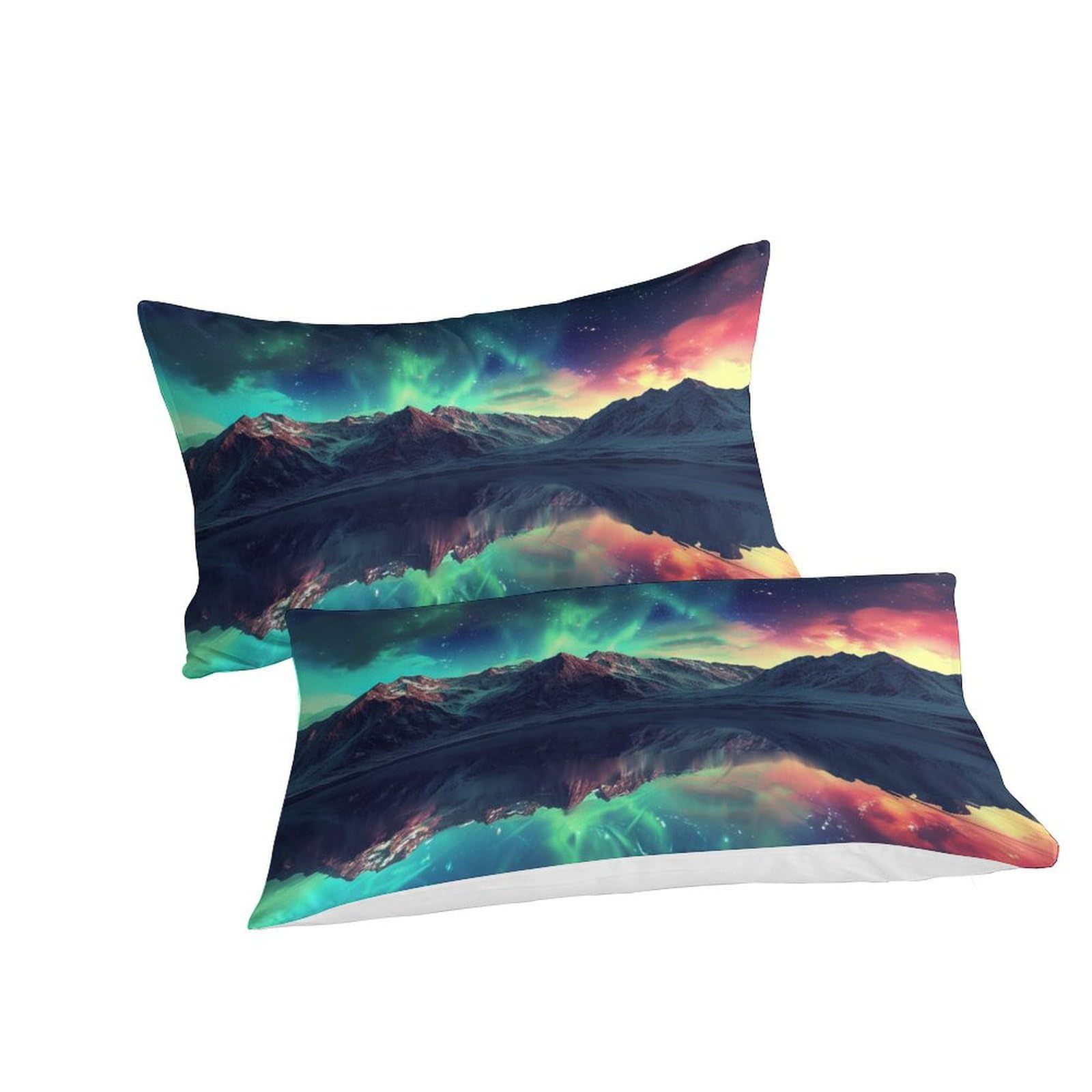 Stampato in 3D Aurora norvegese Copertina Stampata Microfibra Disegnata Biancheria Da Letto Stile Morbido Set 3 Pezzi,Double（200x200cm）, Per Adolescenti E Adulti