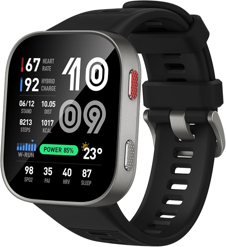 Reloj inteligente Amazfit Bip Max, pantalla AMOLED de 2,07", GPS, iOS/Android | 50 mm, batería de 20 días, resistente al agua, almacenamiento de 4 GB, mapas sin conexión, rastreador de actividad física, entrenamiento híbrido, más de 150 deportes, modo HYROX