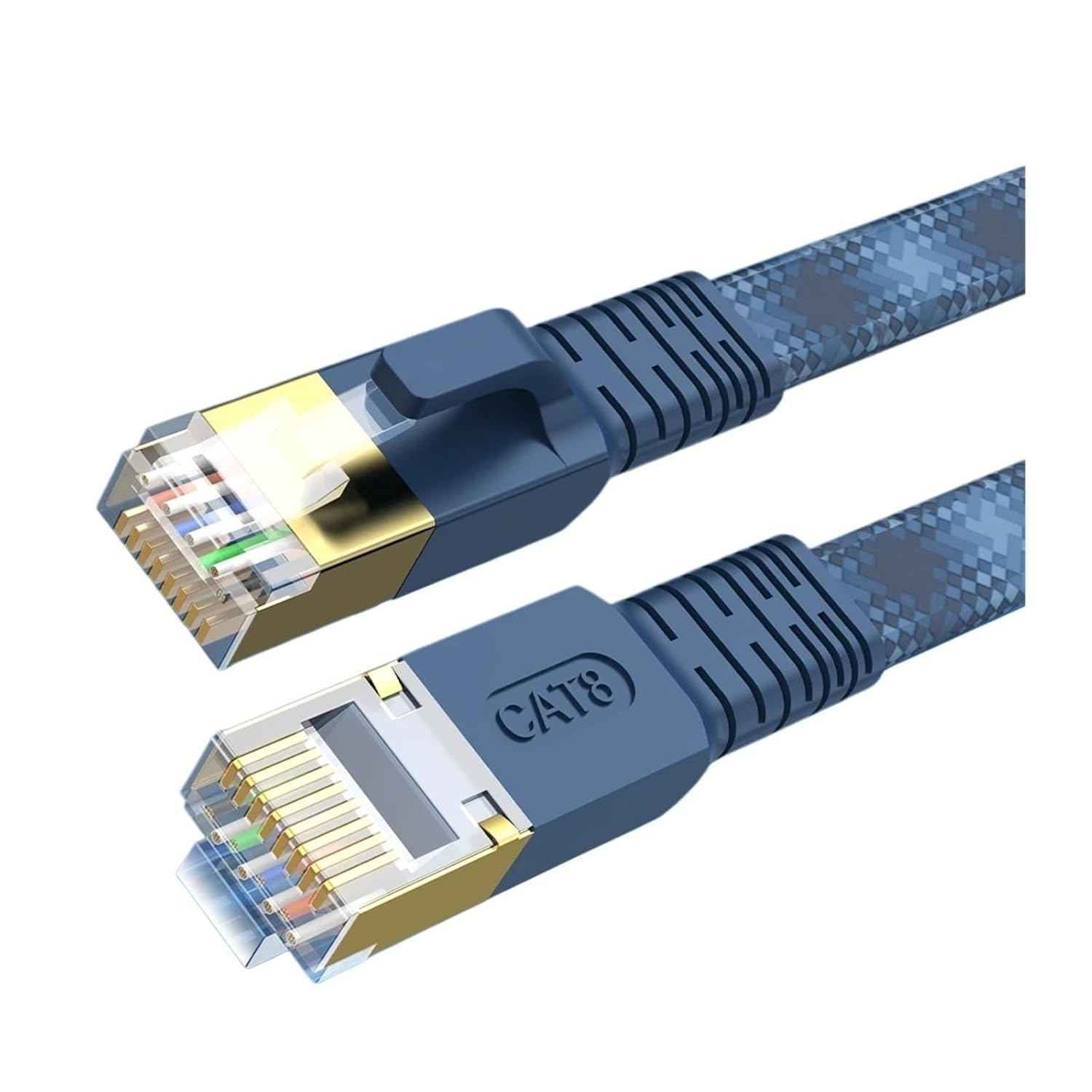 CAT 8 Flat Network Internet Cable 40Gbps 2000MHz Round RJ45 Nylon Braided LAN Patch Cord for Modem Router PC PS4/5/6(30m)