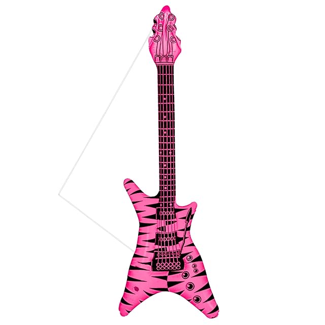 W WIDMANN MILANO Party Fashion - Guitarra hinchable, accesorio de disfraz con correa, guitarra de aire, instrumento para Carnaval