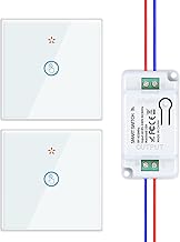 RF433 Wireless Switch Kit 230V Security Transmitter and Receiver Controller 10A Wireless Switch Wall Switch Touch Switch (White 2V1)