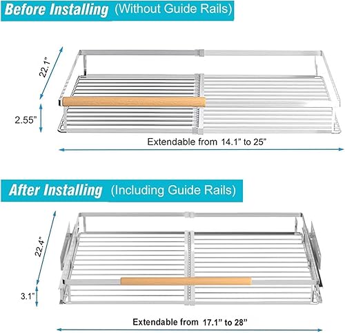 Miniatura 3 de Cajones deslizantes extensibles extraíbles para gabinetes, cesta organizadora de gabinete deslizante resistente, estantes de despensa extraíbles