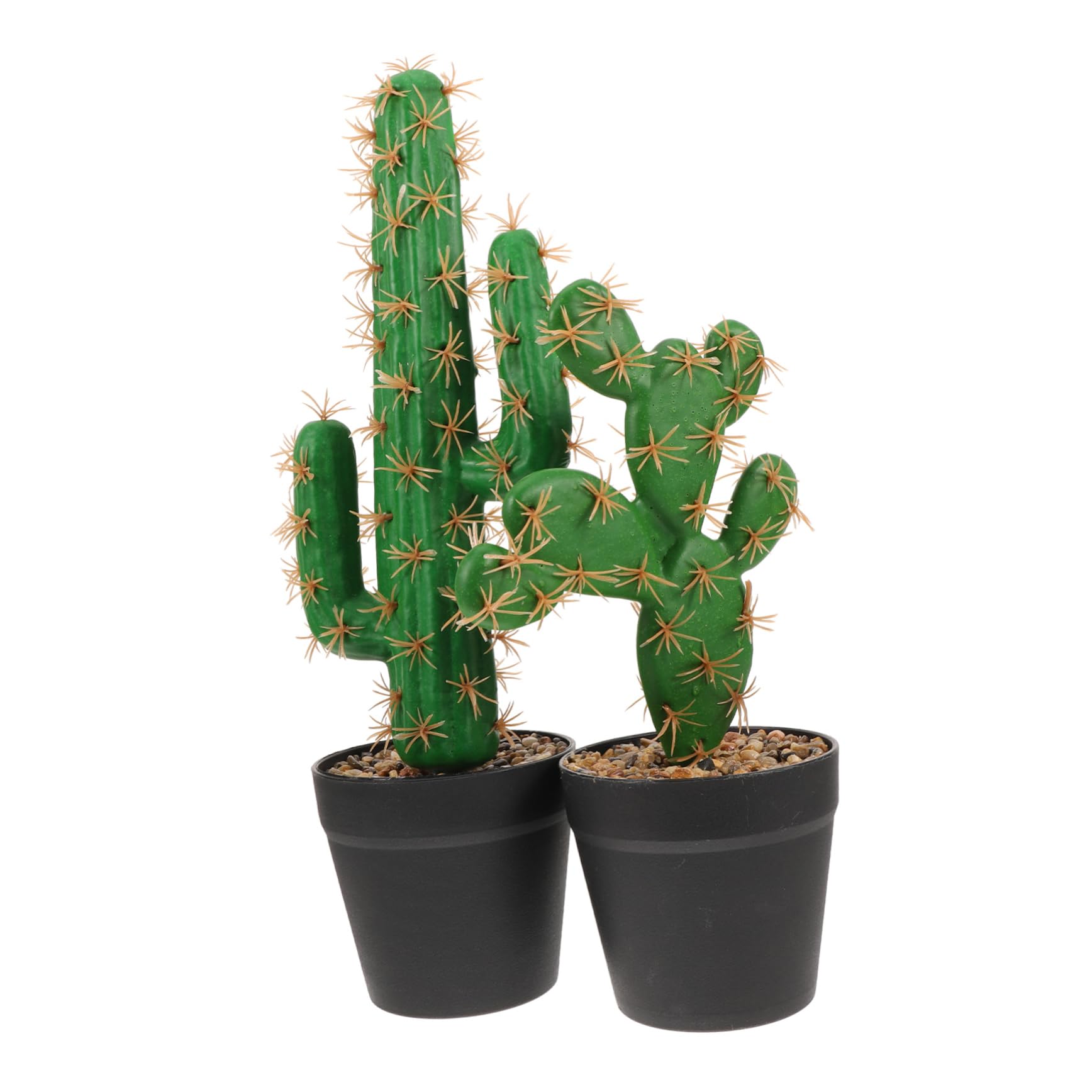 Cactus Artificiel en Pot 2 Pièces, Plastique Vert Réaliste pour Bureau