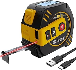 2-in-1 Laser Tape Measure 262ft – Digital Measuring Tape with LCD Display, Rechargeable Smart Tape Measure with Distance, Area & Volume Measurement, USB Charging – Construction & DIY Use