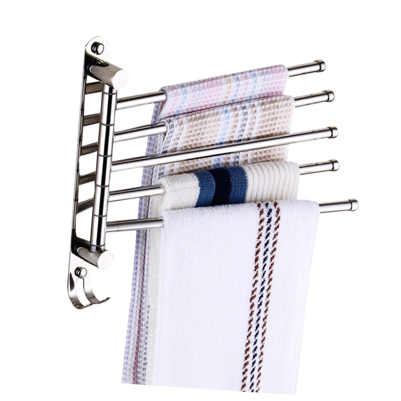 Porte-serviettes mural acier inoxydable avec barres de rangement et organiseur de vêtement
