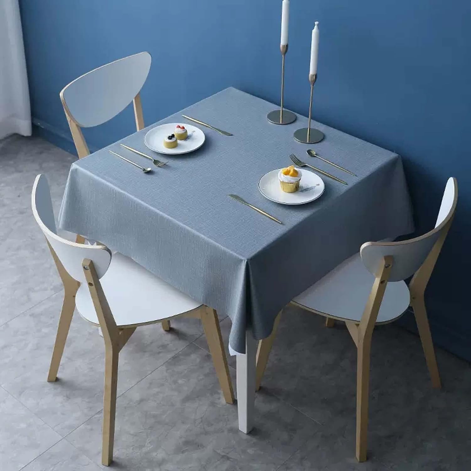 HADEGI Square Waterproof Vinyl Tablecloth 35x35 inch, Heavy