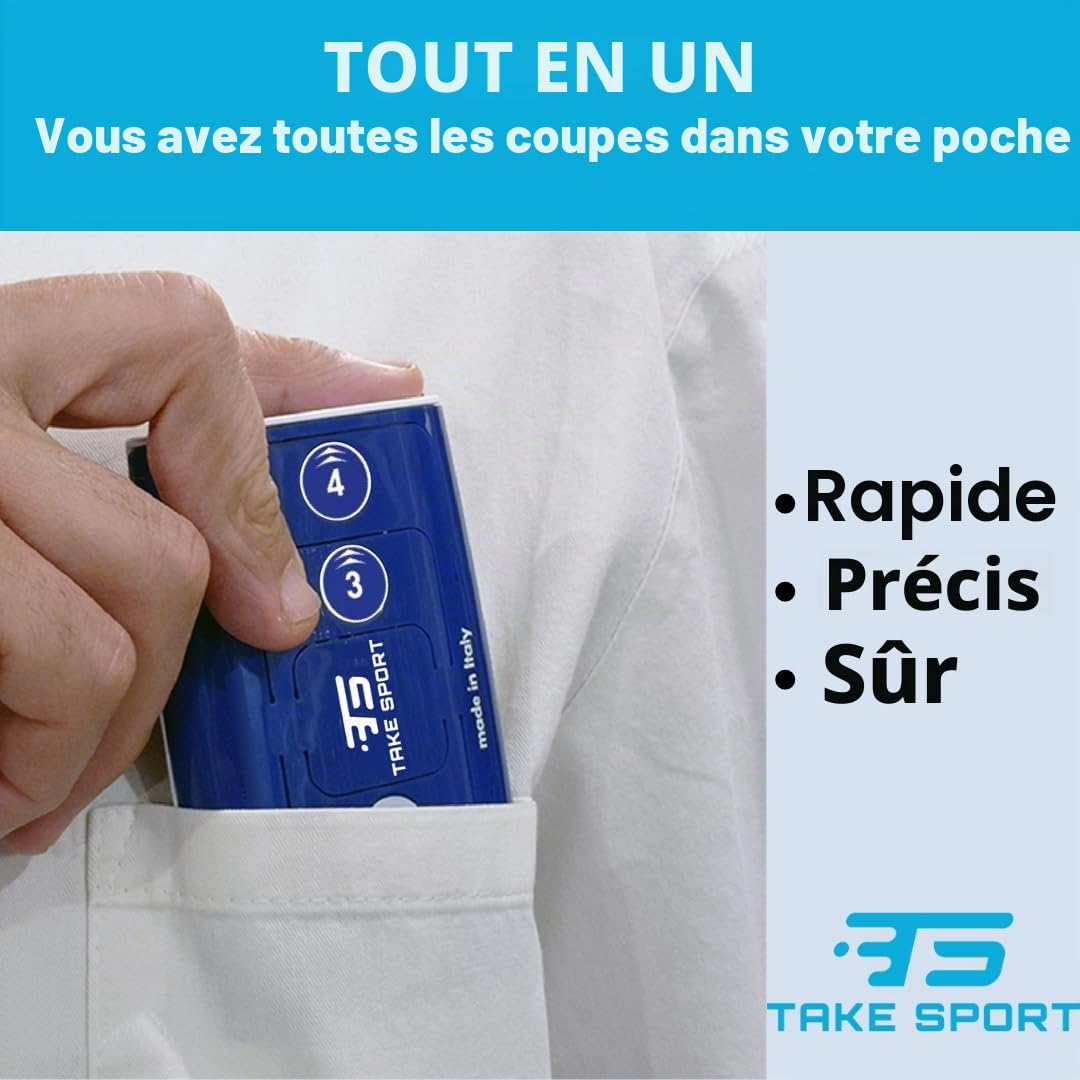 TAKE SPORT - Cutter breveté Made in Italy pour coupe précise de Kinesio Tape, bande kinésiologique, bandes sportives. poche, pratique pour taping kinésiologique, kinésiologie, kinésiologie bande,
