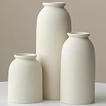 Vase en céramique Set-3, Vases de petites fleurs pour décorer, style de ferme moderne Boho, Vases décoratifs pour l'herbe de Pampas & Fleurs séchées, finition difficile (Beige)