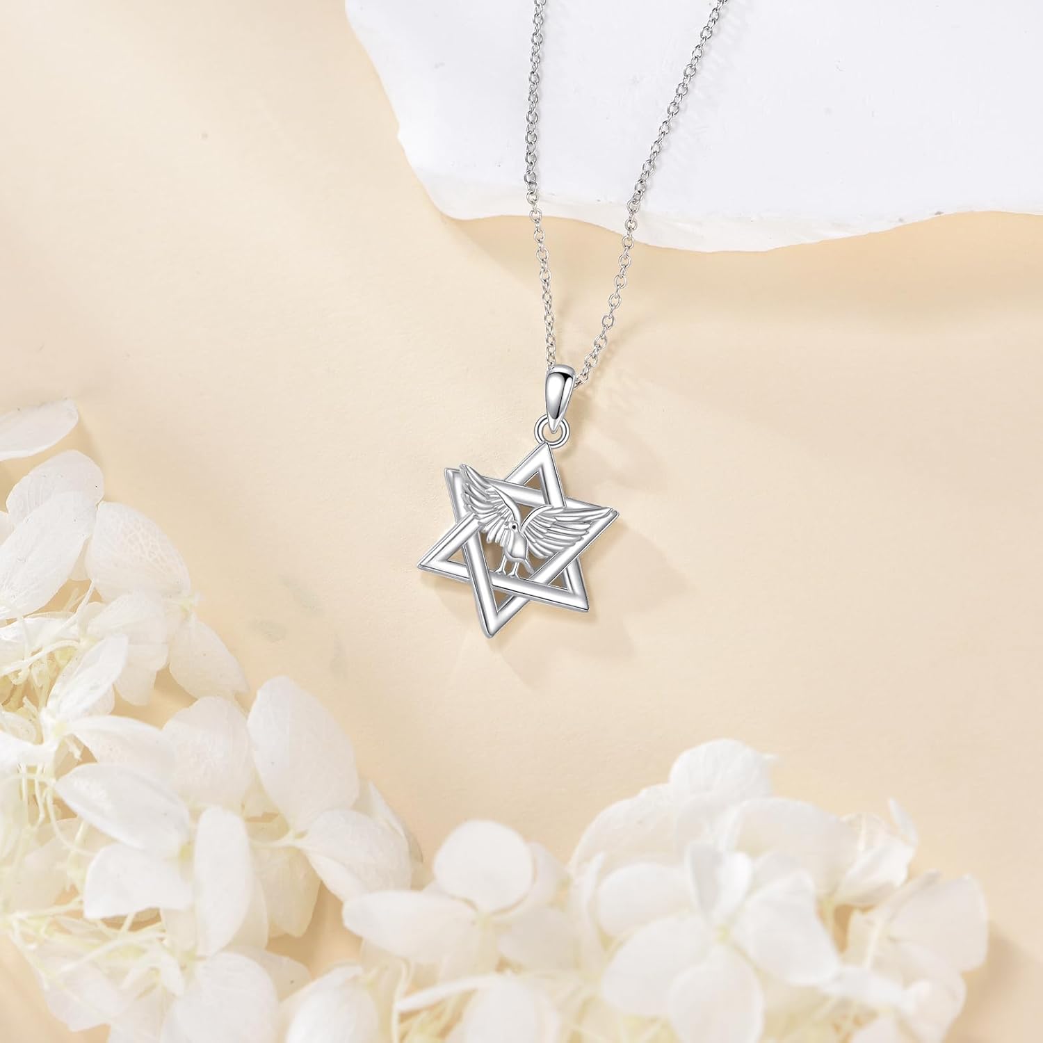 Star of David Necklaces for Women Sterling silver Bald eagle necklace Pendants With 18+2 sterling silver chain - Image 2