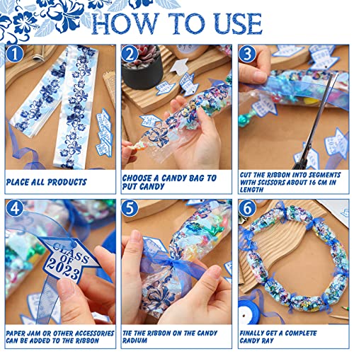 Junkin 24 Set Graduation Candy Lei Making Kit Class Of 2023 Hawaiian Lei Candy Lei Tubing Lei Bags Congrats Grad Lei Long Lei Ribbons Candy Dessert Filler For Party Graduate Gifts (Elegant Style) #TOP4