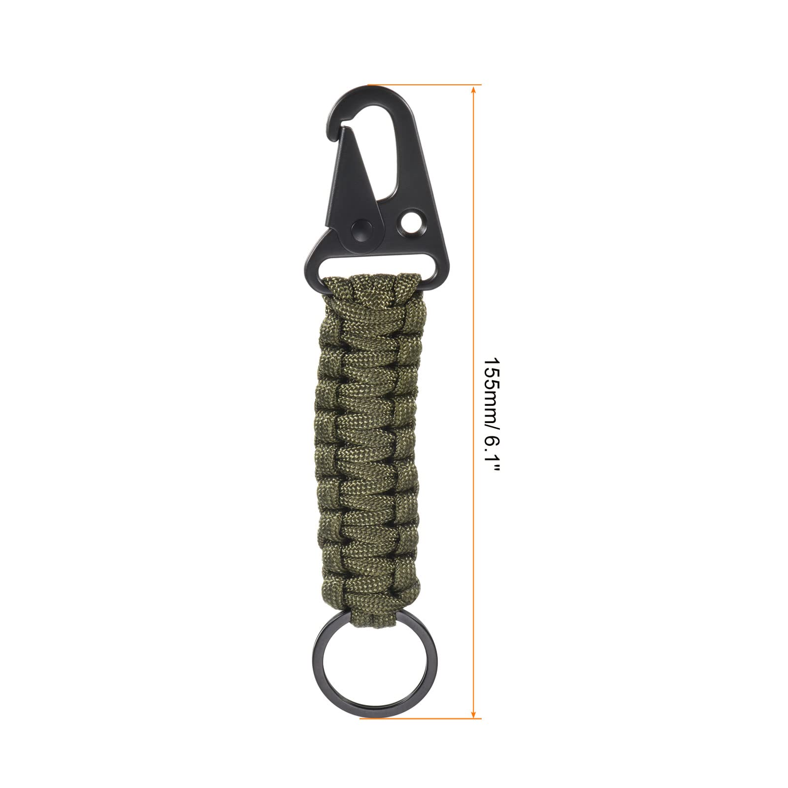 PATIKIL Paracord Keychain, Braided Lanyard Key Clip Leather Belt Survival Keychains for Keys, Men, Women, Green