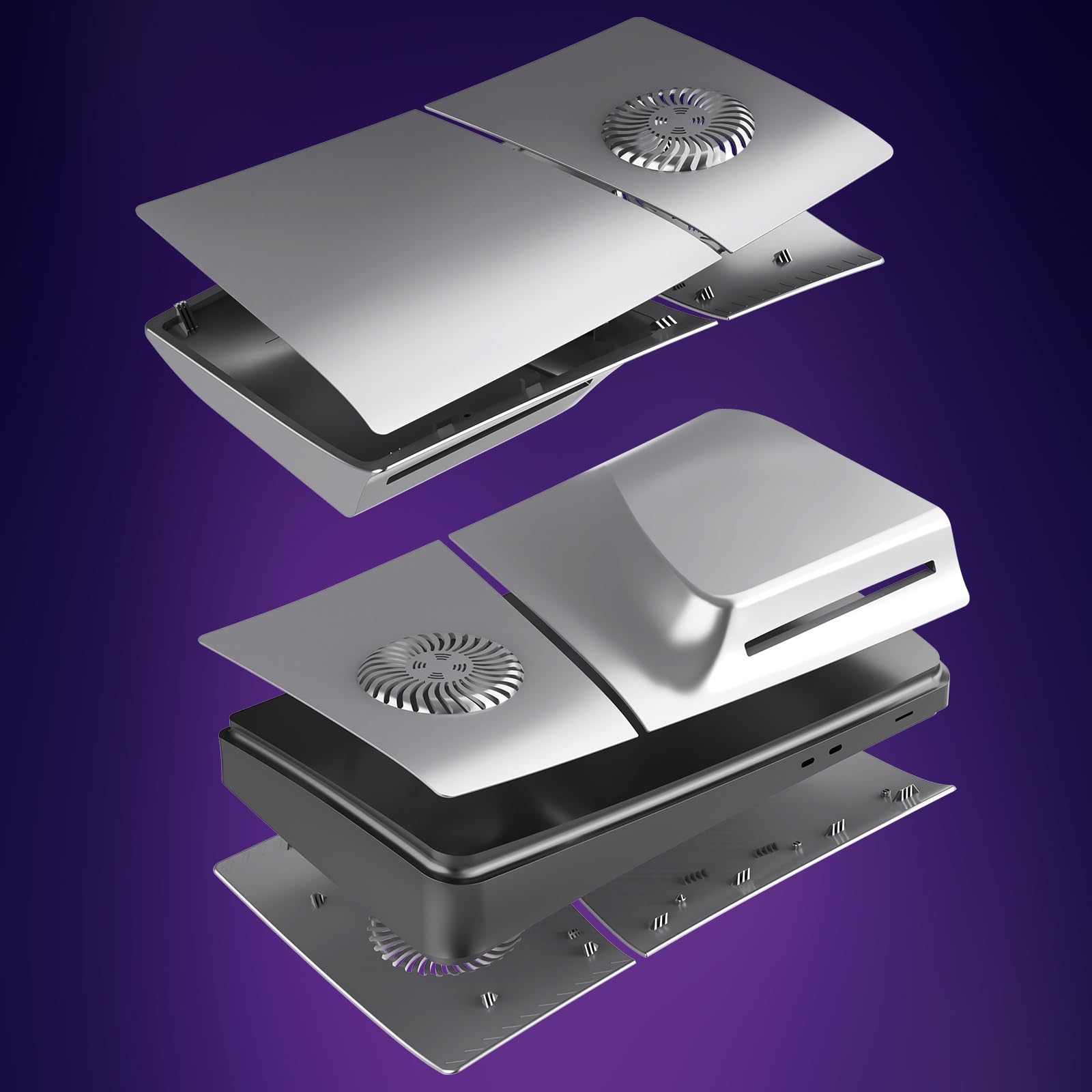 Piastra di copertura Slim Disc Edition con prese d'aria di raffreddamento per console PS5 Slim, pannelli di copertura per Playstation 5, accessori sottili, mascherina protettiva di ricambio (argento)