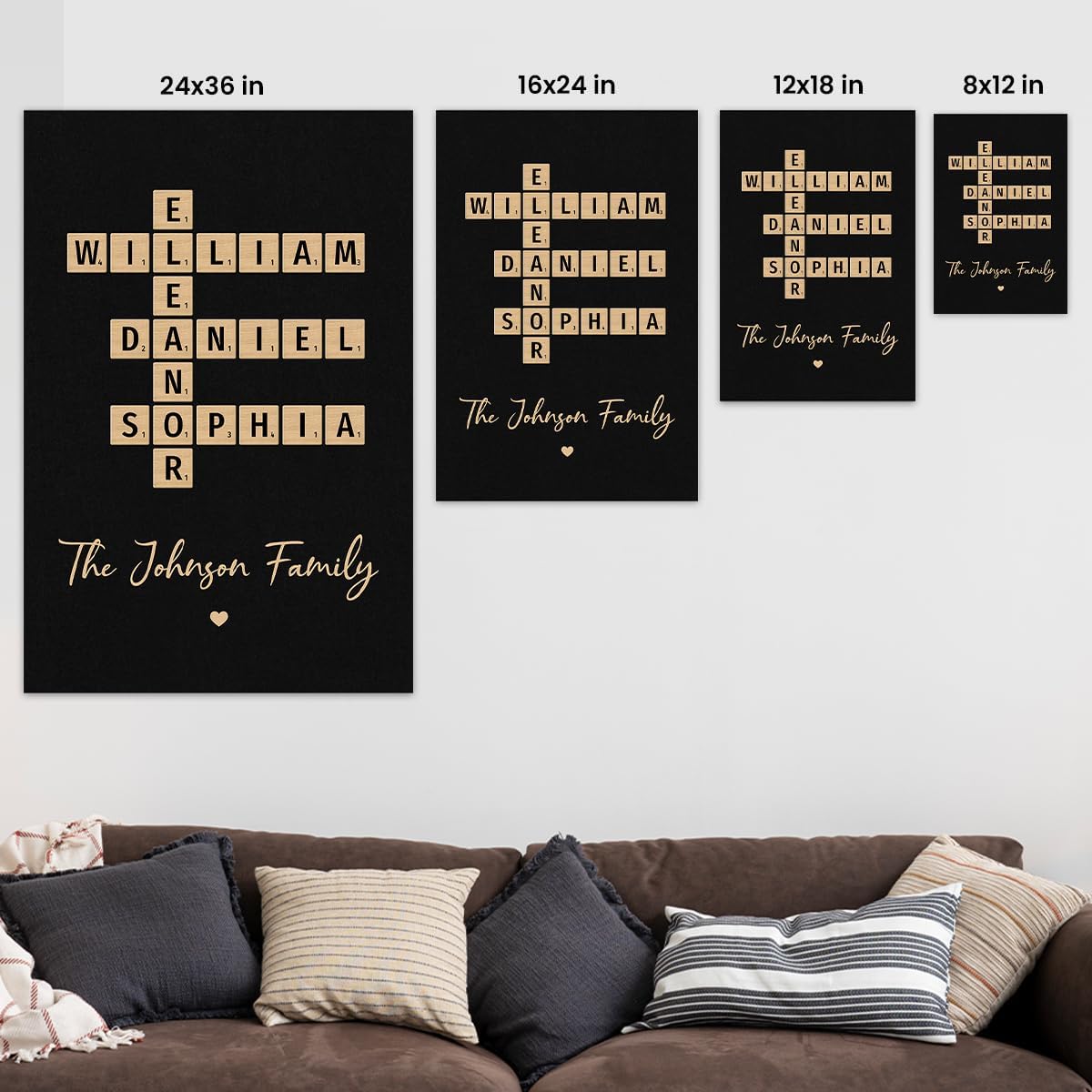 giftygifts Personalized Family Crossword Art - Created In A Moment, Treasured Forever Poster, Custom Family Name Crossword Wall Decor, Family Crossword Art, Christmas Birthday Gifts For Family - Image 5