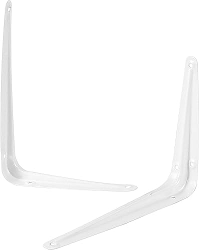Miniatura 3 de 48 soportes de estante blancos de 6 x 8 pulgadas con tornillos de montaje, soportes de estantería de esquina de ángel de pared resistentes, soporte