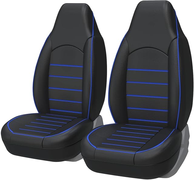 PU Leather Car Seat Covers Bucket Seat Covers Universal Front Pair Waterproof & Supports & Airbag Compatible Auto Parts Car Seat Protector Car Seat Protector,Fit Most Cars, Trucks, SUVS, or Vans, Blue
