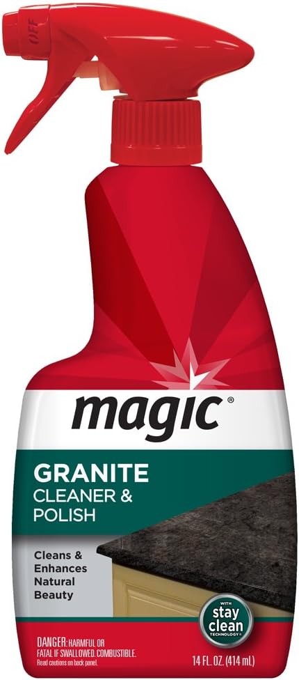 Magic Granite Cleaner & Polish - Enhances Natural Color in Granite, Quartz, Marble, Soap Stone and More - 14 Fl. Oz.
