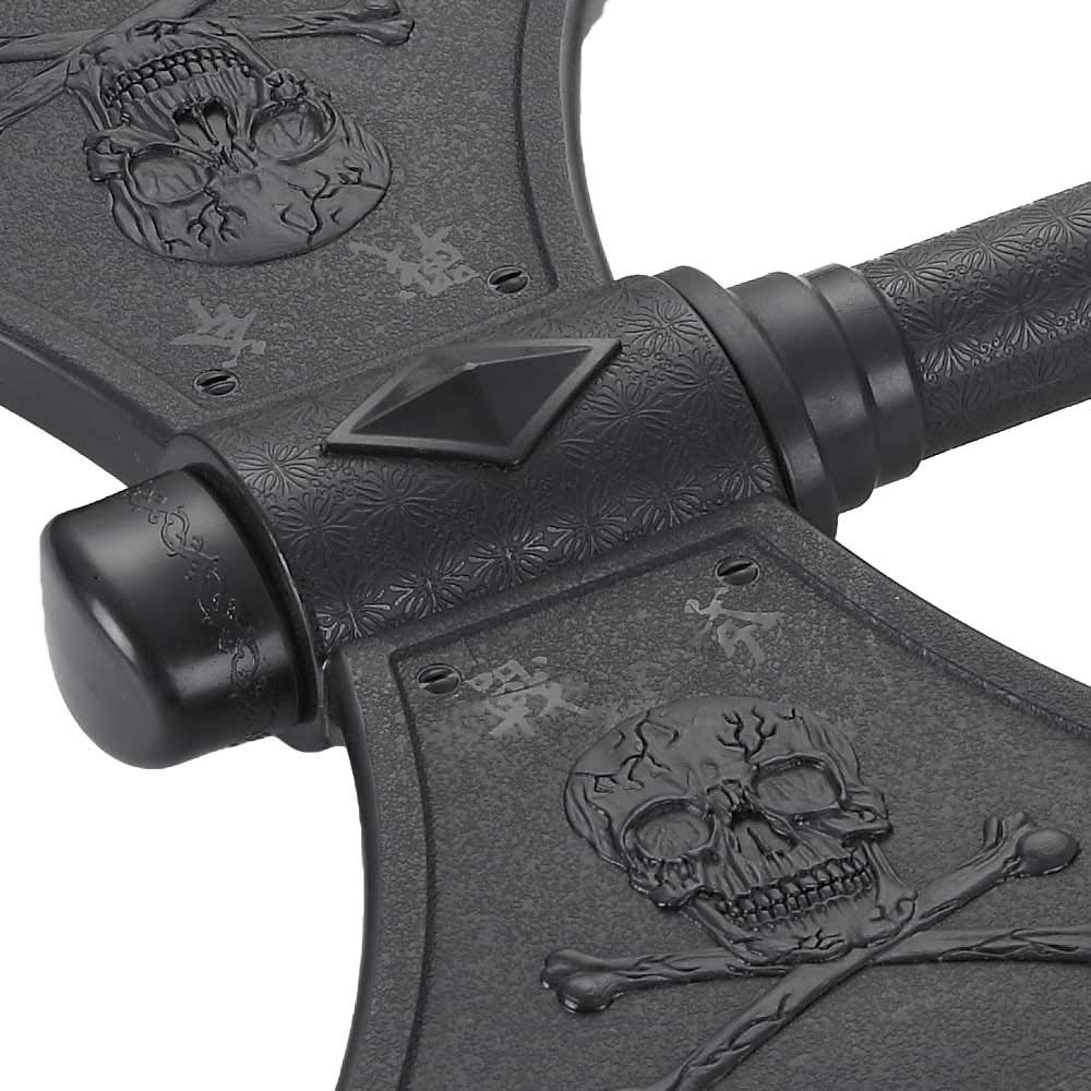 Hache double contact en plastique polypropylène noir pour arts martiaux (Cosplay, film, cascade)