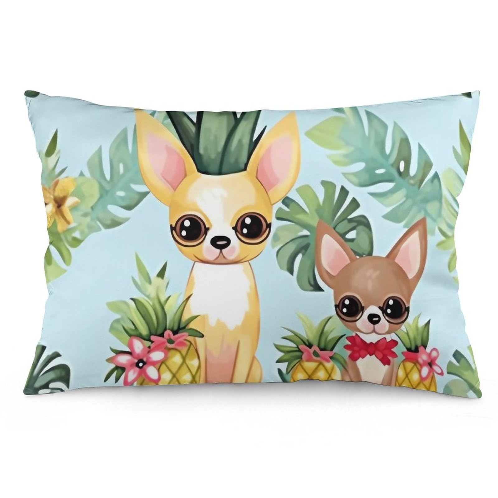 NTVOWPZO 2 Pack Decoration Throw Pillow Covers 12 "x20 Pillowcases Covers Chihuahua Dog Pineapple Pillowcases Modern Farmhouse Home Decor Sofa Cushions Covers for Couch Bed Living Room
