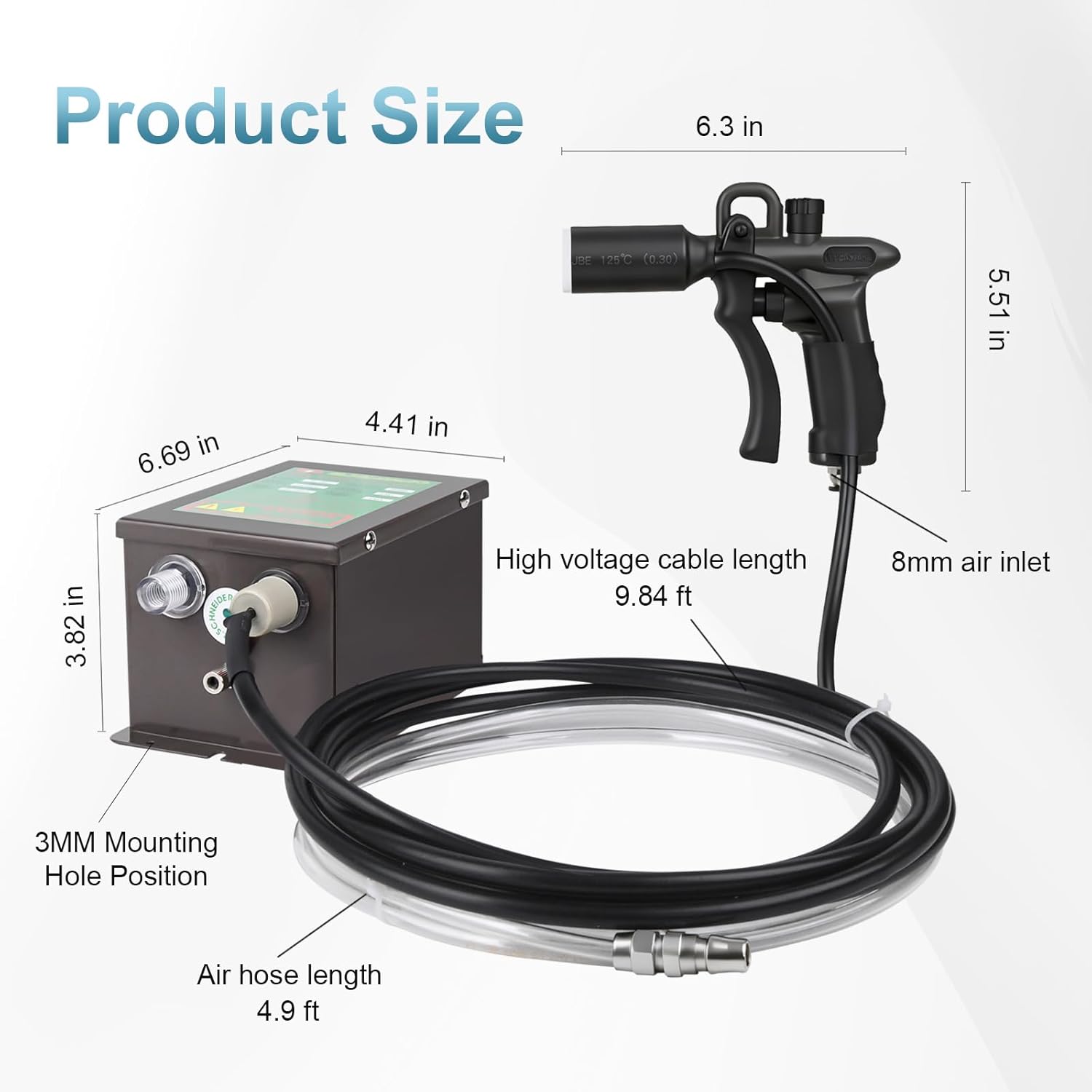 Antistatic Air Gun, Electrostatic Eliminator with Safety Grounding and High Voltage Generator for Industrial Electrostatic Elimination