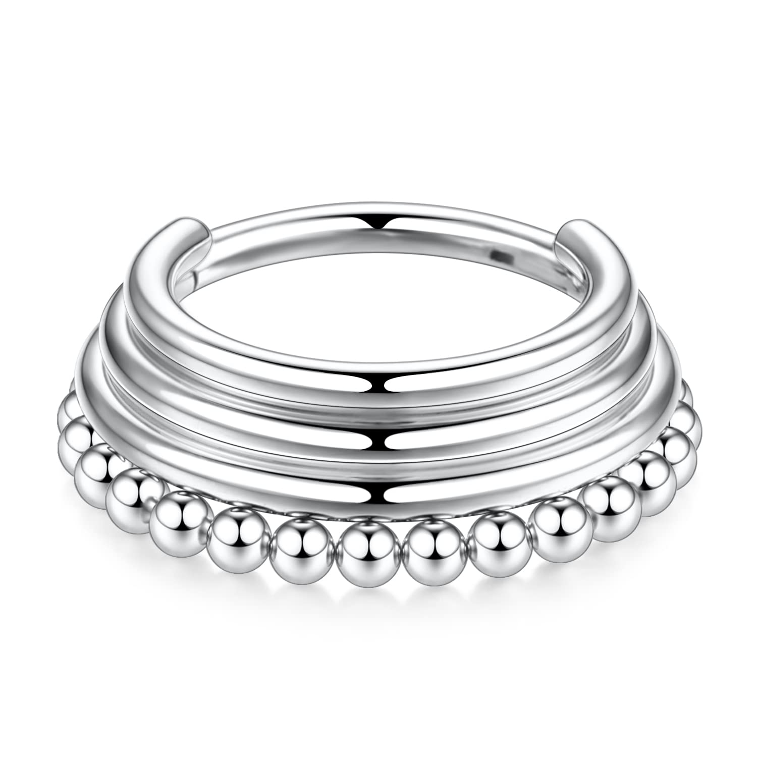 hengkaixuan 16G Septum Nose Rings Hoop Daith Earrings Surgical Steel Septum Clicker Ring Hirned Segment Seamless Clicker Ring Conch Hoop Ring Unisex Earrings Hoop Daith Piercing Jewellery — view 23