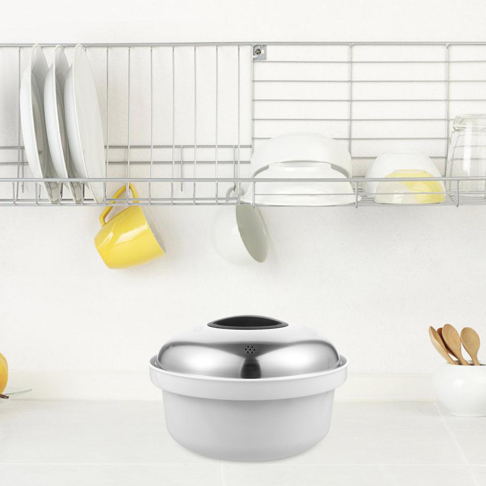 Didiseaon Vaporera y Versátil de Acero Inoxidable y Plástico para Microondas Fácil de Limpiar para Cocinar al Vapor Arroz, Verduras Casa