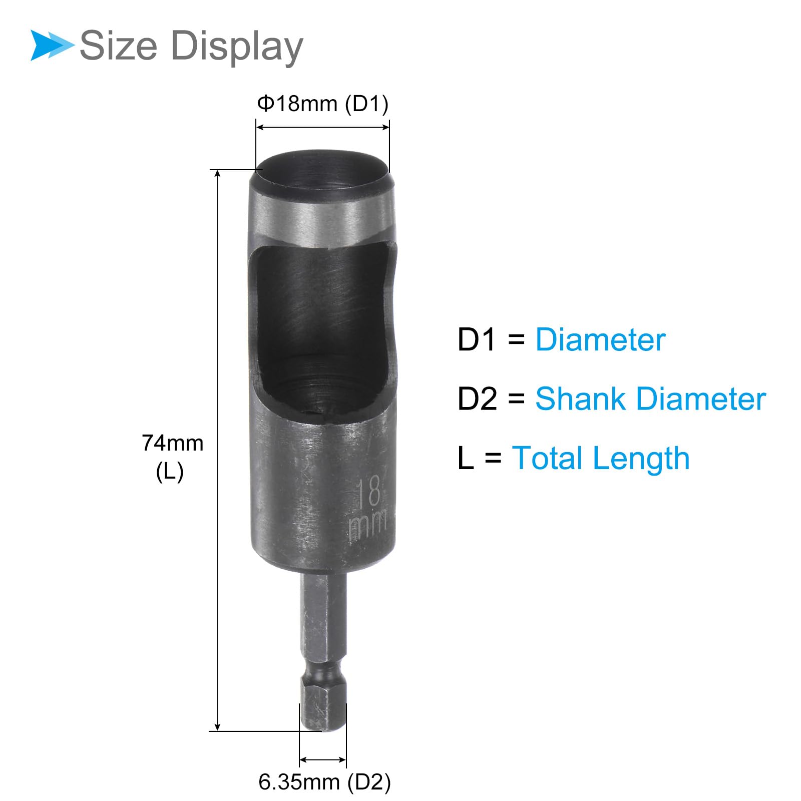 CoCud Leather Hole Punch, 18mm Dia, High Carbon Steel Round Hollow Punch - (Applications: for Rubber Paper Soft Material), 2-Pieces