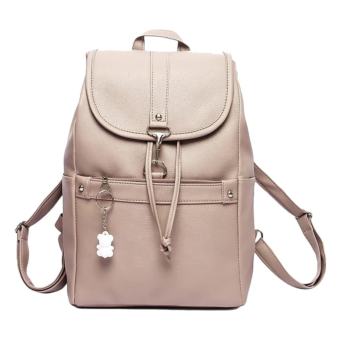 15 Litres New Cute Female Student Waterproof College Backpack Girls Daily Uses Bags Casual Pu Leather And Trending Office Bags (Grey)-image-9