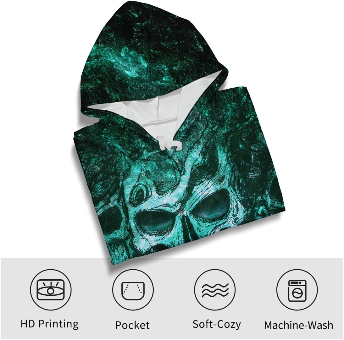 Mens Skull 3D Graphic Print Hoodie Sweatshirts Pullover Tops with Pocket - Image 4