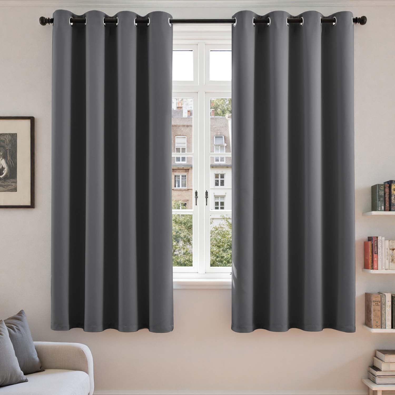 Vangao Gardinen mit Ösen Blickdicht Vorhänge H175xB140cm 2er Set Schlafzimmer Wohnzimmer Modern Verdunklungsvorhänge Vorhang Fensterdekoration Kinderzimmer Ösenvorhänge Dunkelgrau