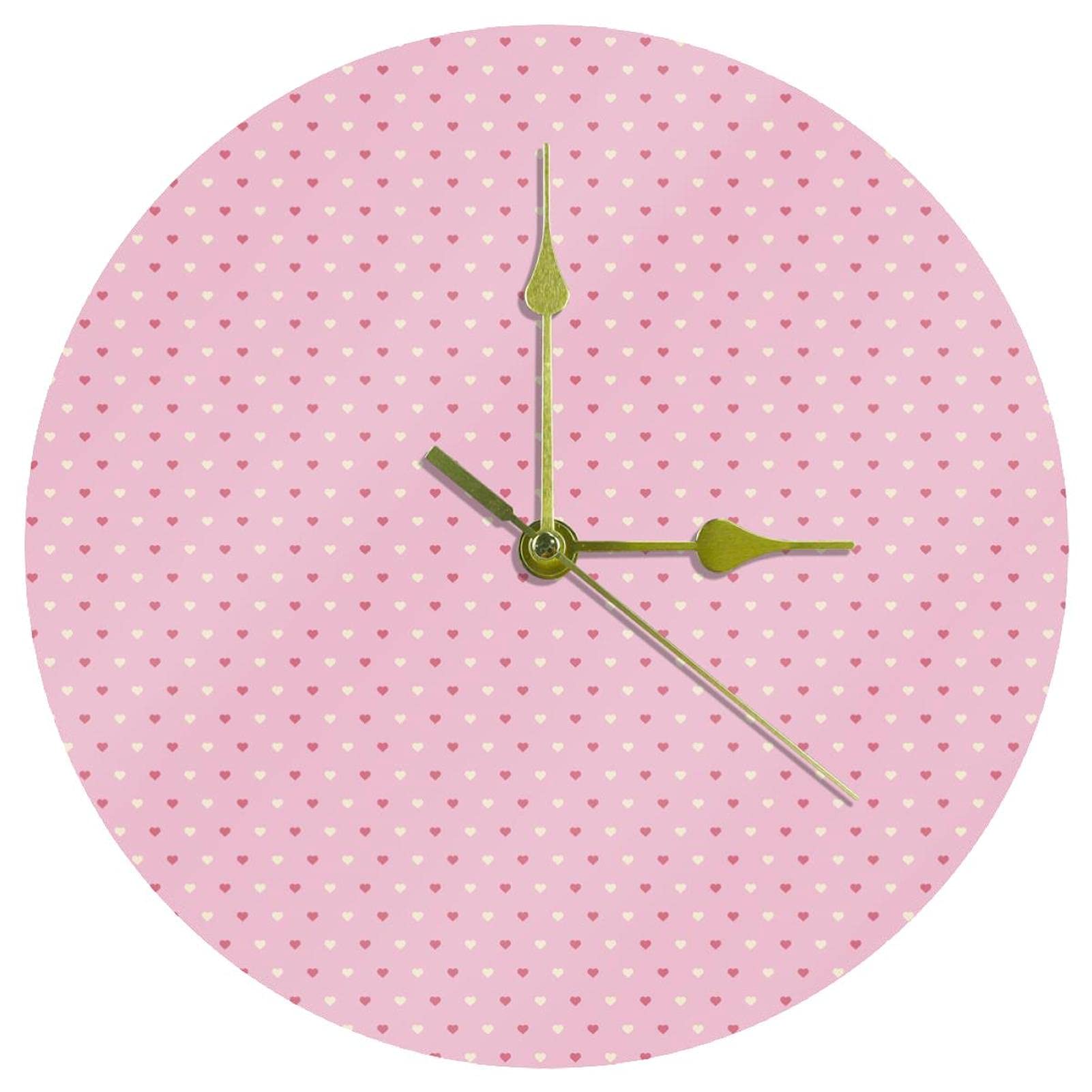 Horloge murale rose en acrylique de 24 cm silencieuse pour la maison