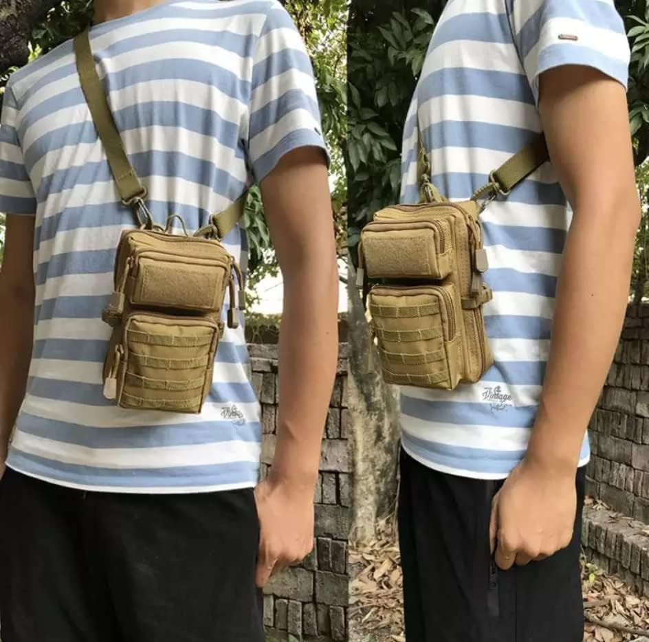 JM Products - Bolsa táctica Molle - Bolsa de estilo militar con 3 bolsillos y bandolera