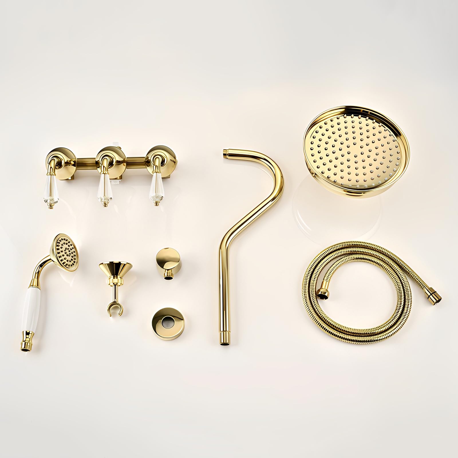 XJTNLB Miscelatore Doccia Incasso Cromato Set Doccia con Soffione e Doccetta con 2 Manopole