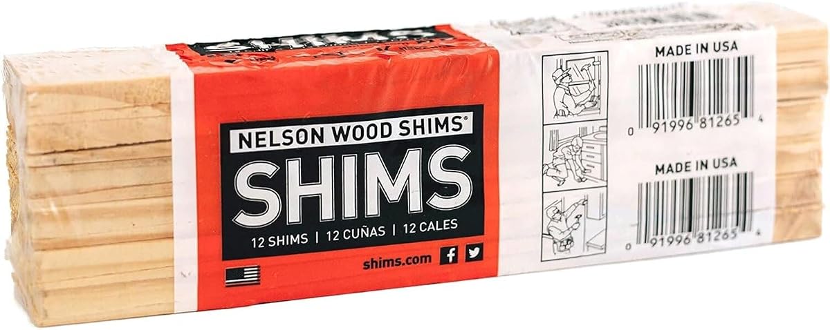 Nelson Wood Shims - DIY Wood Shims 8-Inch Shims, High Performance Natural Wood, 100% Kiln Dried - 1 Pack (12 Shims Total)