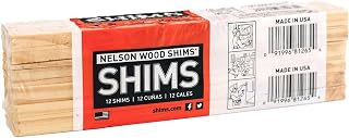 Nelson Wood Shims 8-Inch Kiln-Dried DIY Shims - Natural Flexible Pack of 12 for Leveling Doors Appliances & More