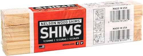 Nelson Wood Shims - DIY Wood Shims 8-Inch Shims, High Performance Natural Wood, 100% Kiln Dried - 1 Pack (12 Shims Total)