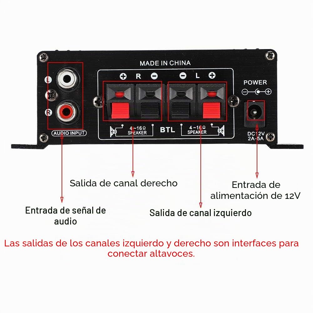 Amplificador de potencia de audio, amplificador de potencia estéreo de 47 K, 40 W, amplificador de audio de radio FM, carcasa de aluminio, amplificador de audio portátil, mini amplificador Hifi