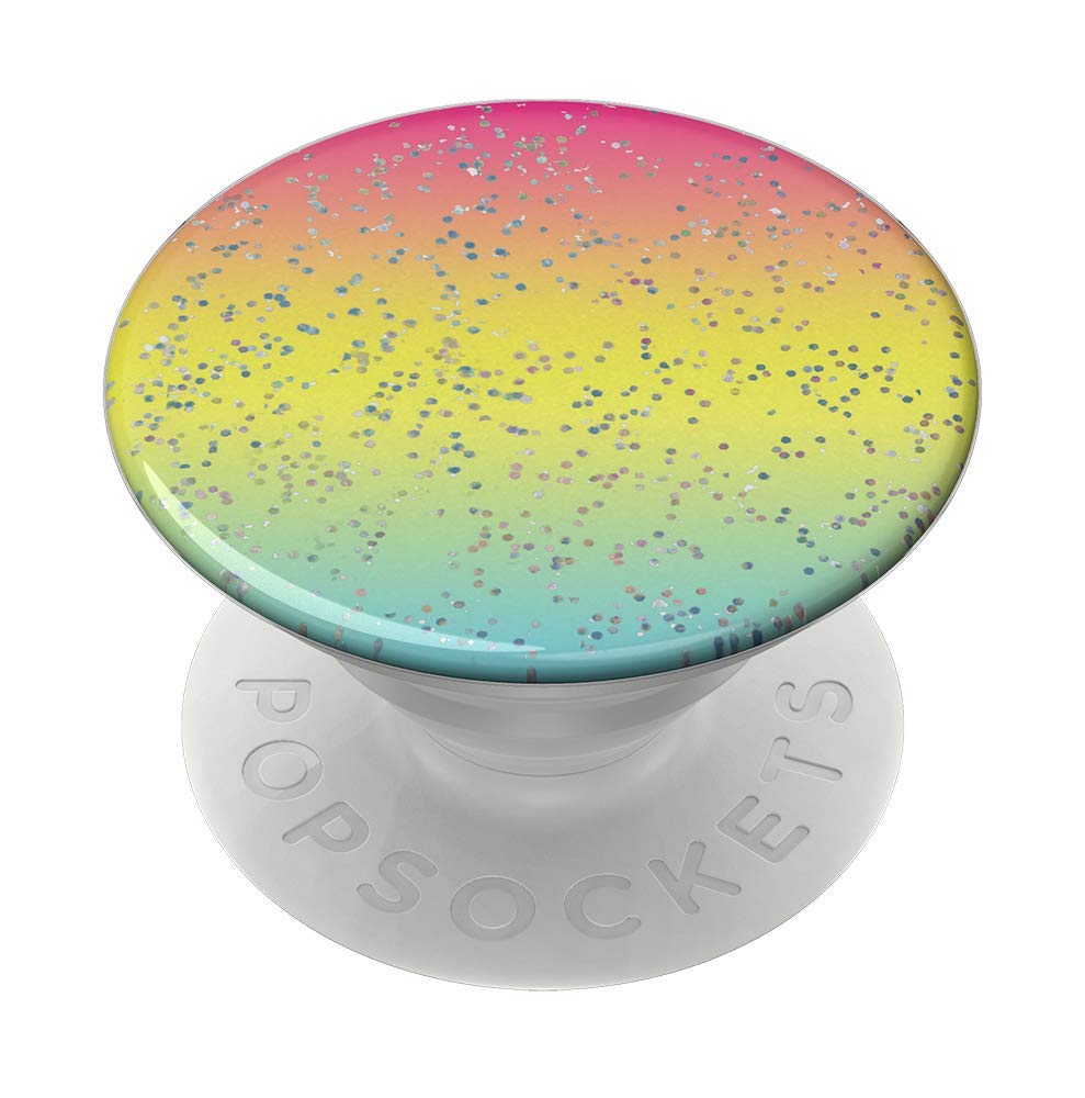 PopSockets PopGrip Clear Glitter Silver - Support Téléphone Interchangeable