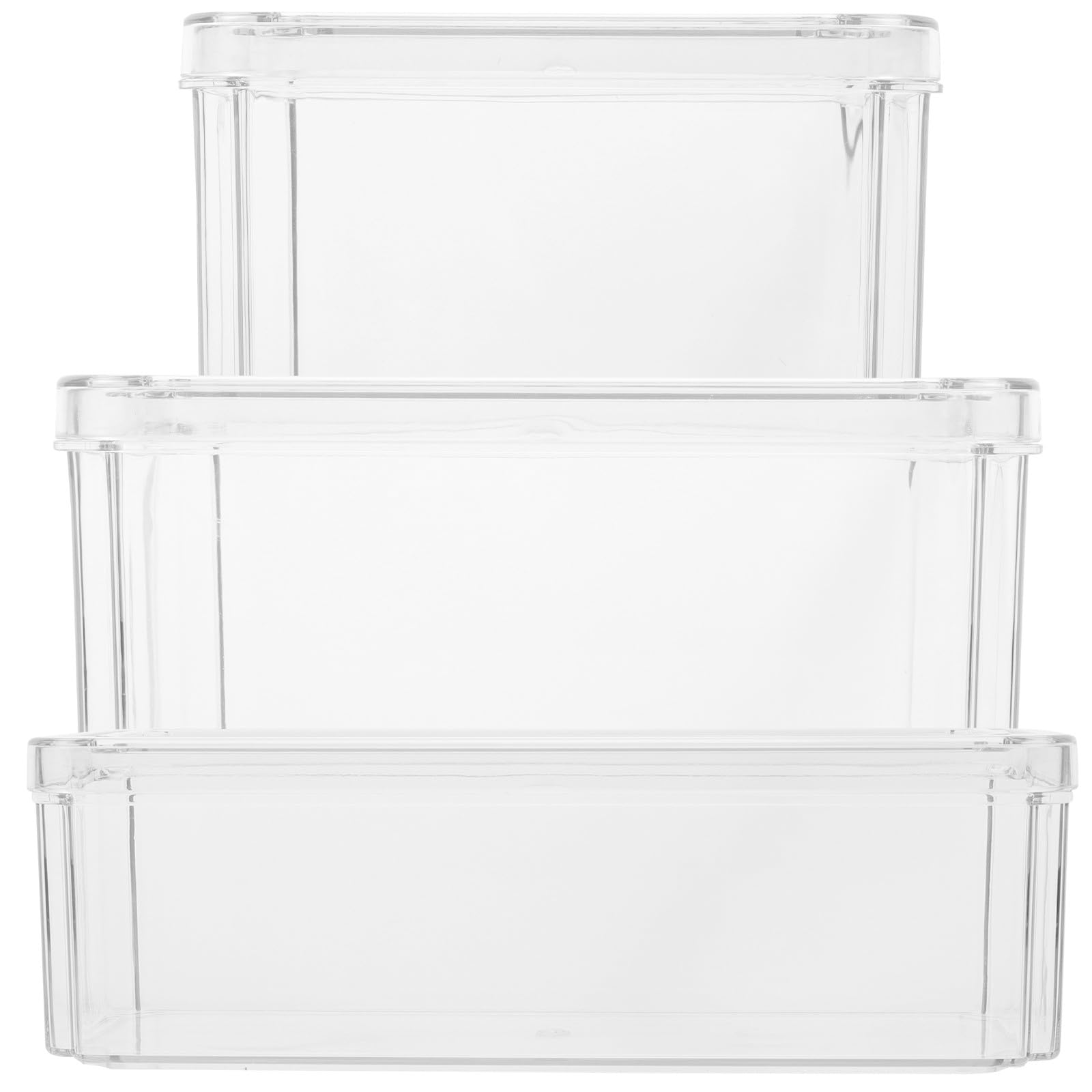 Set 3 Pezzi Contenitori Alimentari in Pet Grande Capacità per Conservare Frutta e Avanzi, Organizzatori Trasparenti per Cucina e Frigorifero