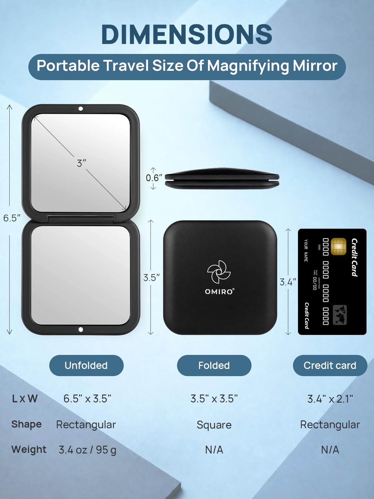 OMIRO Compact Mirror with 30X Magnification, 3.5” Small Mirror for Purse