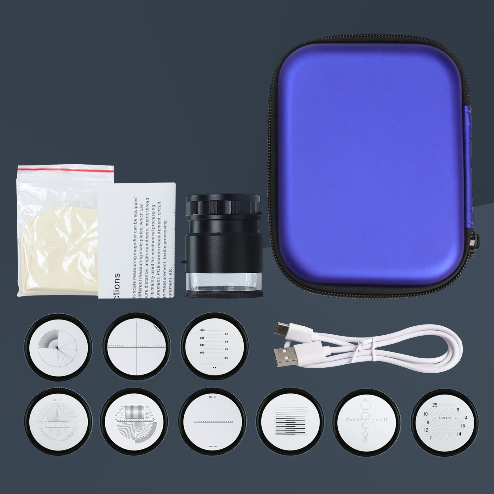 Lente D'Ingrandimento Per Gioiellieri, Ricaricabile 10x Jewelry Loupe Con Scala Di Misurazione Staccabile, 6 Luci Led E 9 Grafici In Scala Di Vetro Per Gioielli, Gemme, Monete, Utensili Per Hobby