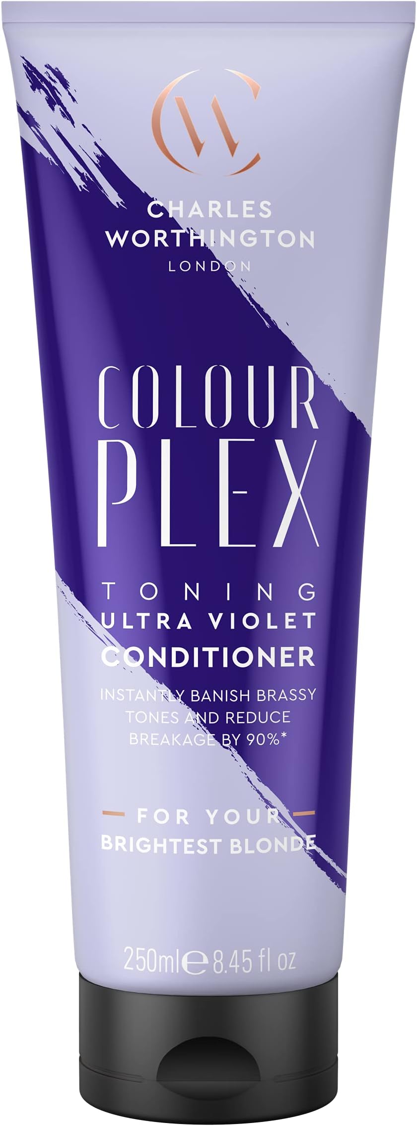 Charles Worthington ColourPlex Toning Ultra Violet Conditioner, Blonde Conditioner to Tone and Brighten, Purple Conditioner for Blonde Hair, Blonde Toner for Women and Men, Salon Conditioner, 250 ml