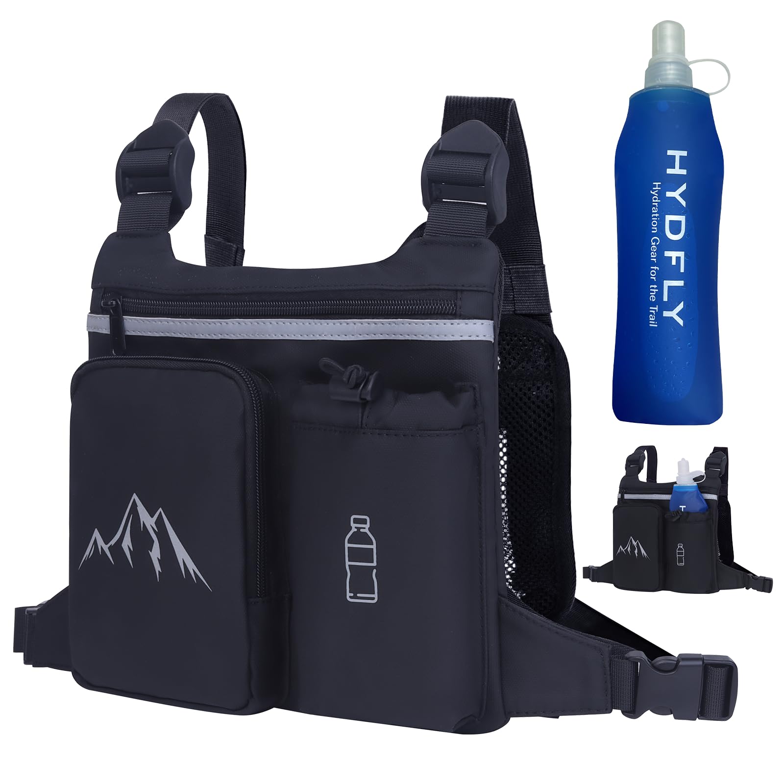 Gilet de Course pour Femmes et Hommes, Gilet D'hydratation Léger, Sangles élastiques Croisées Réglables, Poche Avant pour Téléphone avec Poche à Eau en TPU de 500 ML, pour Le Marathon et la Course de