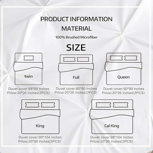 Miniatura 10 de ASHLEYRIVER Juego de funda para edredón de 3 piezas con cremallera y lazos en las esquinas 100 microfibra cepillada con pliegues decorativos de lujo