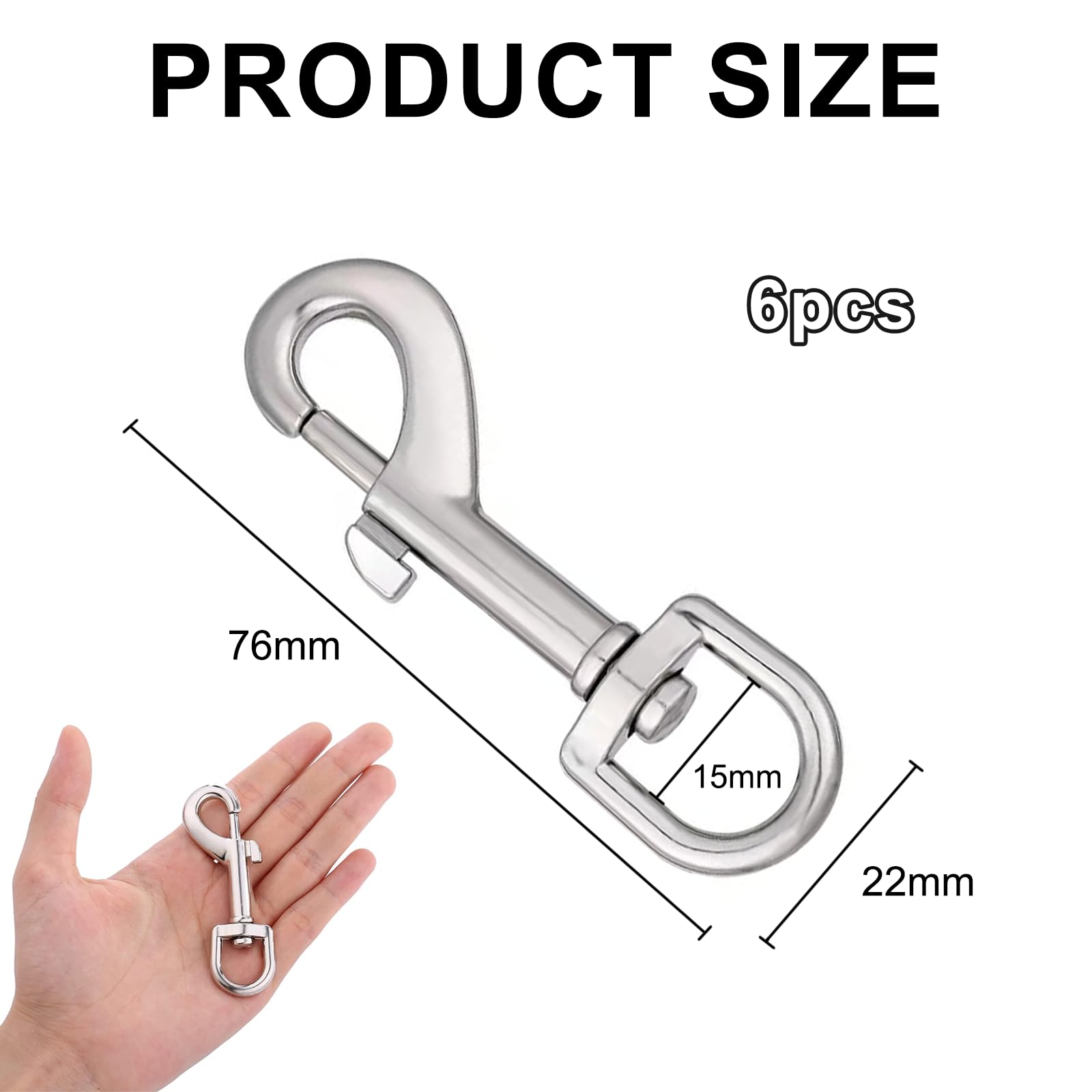 6Pcs Trigger Clips Clasp, 360° Swivel Joints Trigger Clip, Zinc Alloy Trigger Snap Hooks - Image 2