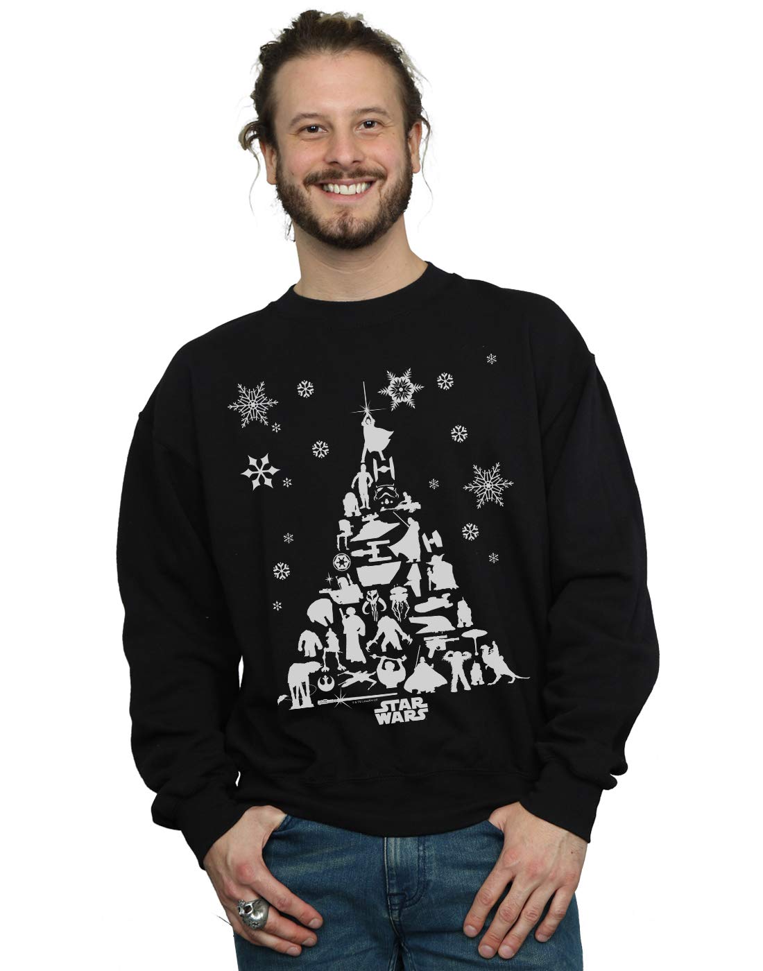 Absolute Cult Star Wars Men's Christmas Tree Sweatshirt Black XX-Large
